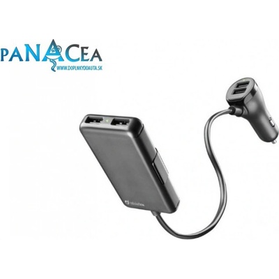 Autonabíjačka CellularLine s 4 x USB, 7.2 A, čierna