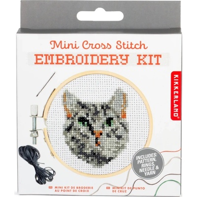 Kikkerland Мини комплект за бродиране Kikkerland - Коте (GG239)