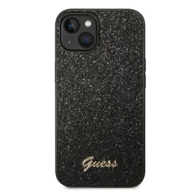 GUESS Калъф Guess PC/TPU Glitter Flakes Metal Logo, За iPhone 14 Pro, Черен