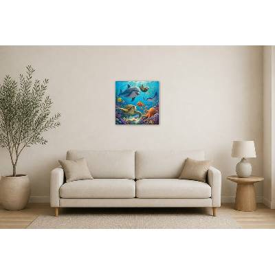Obraz na plátně – Veselí podmořští kamarádi mezi korály 60 × 60 cm – Hledejceny.cz