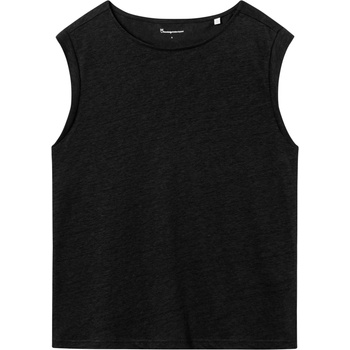 KnowledgeCotton Apparel Дамски топ Knowledgecotton apparel Women's Loose Fold Up Linen Top - Black Jet - размер XL (916-4446-0114)