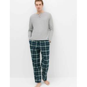 Marks & Spencer Карирана пижама от чиста памучна материя с остро деколте Marks & Spencer сива Marks & Spencer | Siv | МЪЖЕ | S