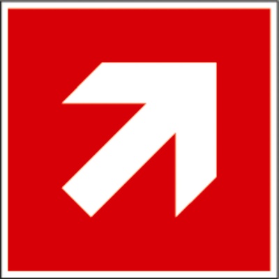 Značka Šípka šikmo, ISO 7010, LN, hliník, 150 x 150 mm, 10 ks