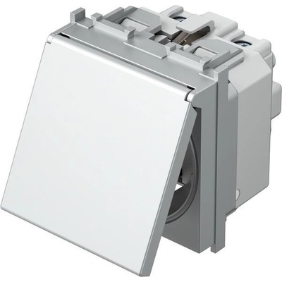 TEM Контакт шуко 2P+E 16A 2M с капаче, цвят Сребро мат, Modul - VM11SS (VM11SS)