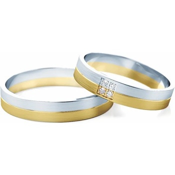 Image 1 of SAVICKI Сватбени халки: двуцветно, злато, плоски. 4 мм