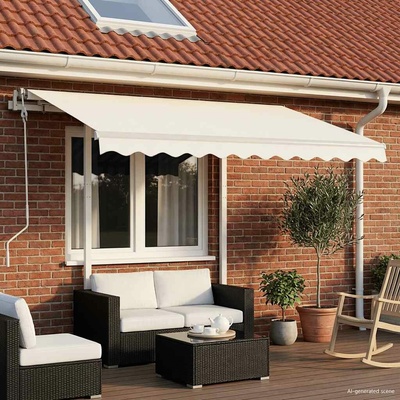 VidaXL Ručně zatahovací markýza se sloupky 3,5 x 2,5 m krémová