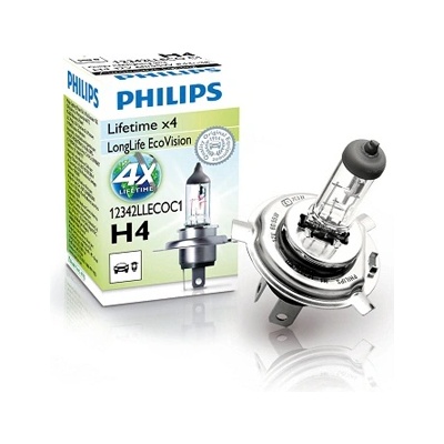Крушка, фар PHILIPS H4, 12V, 60/55W, 3100K, 1650/1000lm, 1 бр
