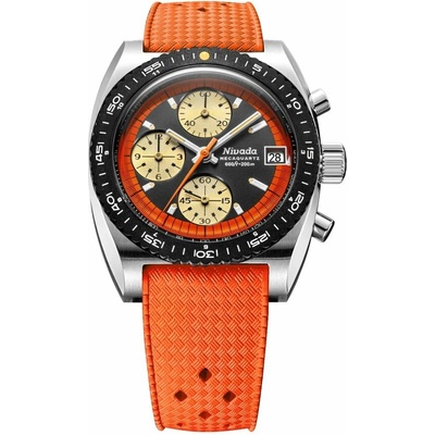 Nivada Grenchen Autochron Orange Meca - Rubber Tropic