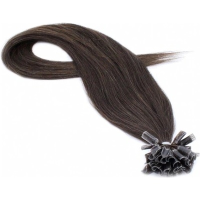 60cm 100% lidské vlasy pro metodu keratin 0,5g/pramen tmavě hnědá
