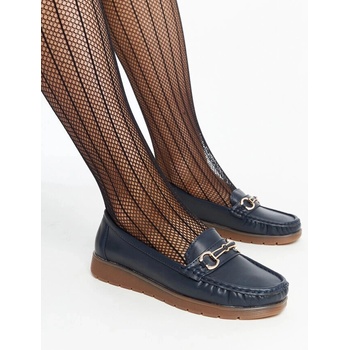Gemre Navy blue loafers with a buckle Anisah modrá hnědá