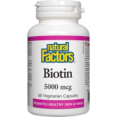 Natural Factors Biotin, 5000 mcg, 60 капсули, Natural Factors (1262 NF)
