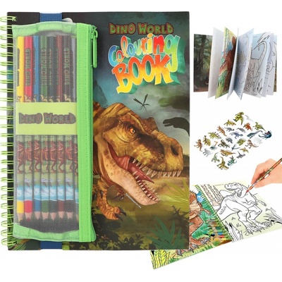 Depesche Germany Dino World Omalovánka Colouring Book s pastelkami 3503618