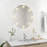 vidaXL Стенно огледало с LED лампи, кръгло, стъкло (3078642)