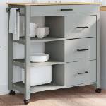 vidaXL Кухненска количка "MONZA" 84x40x88, 5 см сива борово дърво масив (376113)