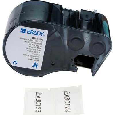 Brady M5-31-595 / 176807, 38.10 mm, Vinyl, čierna tlač / biely podklad