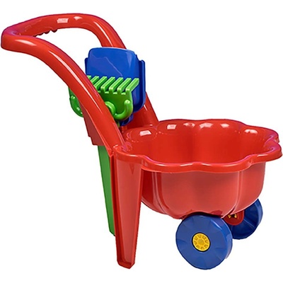 Bayo dětské zahradní kolečko s lopatkou a hráběmi sedmikráska červená – Zboží Mobilmania