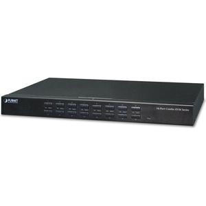 PLANET 16-Port Combo KVM Switch: KVM превключвател Монтаж в сървърен шкаф Черен (KVM-210-16)