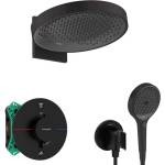 Hansgrohe - Душ комплект с термостат за вграждане, с корпус, диаметър 36 см, 3 струи, матово черно SANI21HHH410 (SANI21HHH410)