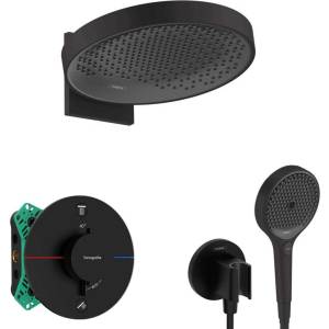 Hansgrohe - Душ комплект с термостат за вграждане, с корпус, диаметър 36 см, 3 струи, матово черно SANI21HHH410 (SANI21HHH410)