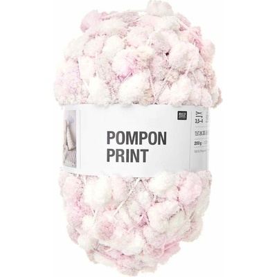 Rico design háčkovacia bambulková priadza POMPON Print ružovo-biela - 1 ks