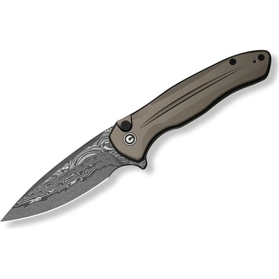 Civivi Button Lock Kitefin C24091-DS1 Damascus Brownish Gray Aluminum