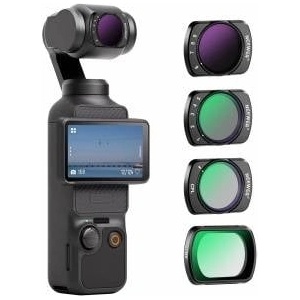 NEEWER Filter Set Compatible with DJI Osmo Pocket 3 / Pocket 4 / Xtra Muse, Pack of 4 Magnetic ND Filter Accessory Set for Action Cameras (UV + CPL + Variable ND2-32 + ND64-512) - FL-P9