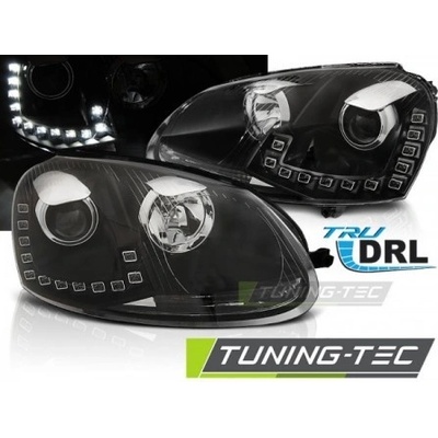 PŘEDNÍ SVĚTLOMETY, SVĚTLA, LAMPY, LAMPY VW GOLF 5, 2003-2009, LED DAYLIGHT S DRL, ČERNÉ BLACK