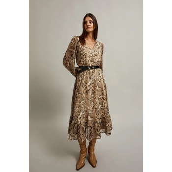 Moodo Бежови рокли с обемни ръкави и животински десен Moodo Moodo | Siv | ЖЕНИ | XS