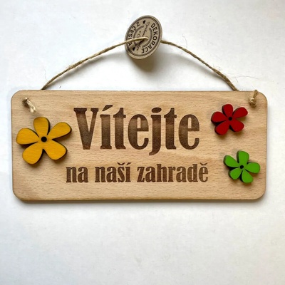 Dekorace z Česka Cedulka Vítejte na naší zahradě - 3 varianty Varianta: Cedulka barevné zdobení