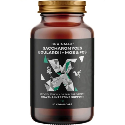 BrainMax Saccharomyces boulardii Cestovní probiotika s MOS & FOS 90 rostlinných kapslí