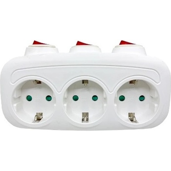 BlackBird Мрежов контакт 250V, Макс: 3680W 3x16A/250V SQ-GZB3K-01/03 Защита от деца + превключвател, бял BH1625 (BH1625)