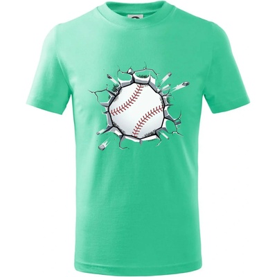 Baseball míč v triku tričko dětské bavlněné mátová