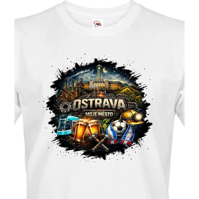 Pánské tričko Ostrava Moje Město, Canvas pánské tričko s krátkým rukávem 3232 bílá