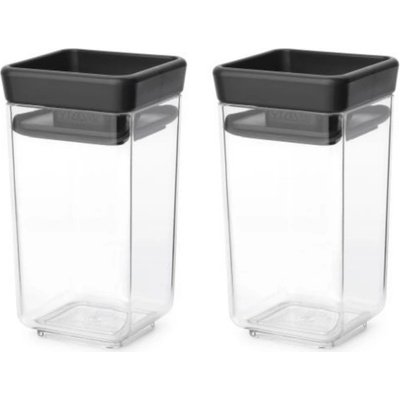 Brabantia Комплект 2 бр. бурканчета за подправки Brabantia Tasty+ Stackable 1008883, 150 мл, Без BPA, Иновативни капачета, Прозрачен/тъмносив (1008883)