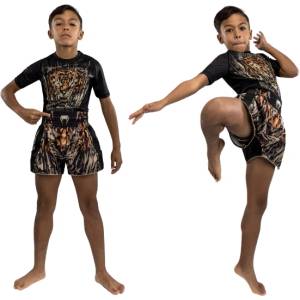 Venum | Официален Вносител за България Детски Муай Тай Шорти Venum Tiger Kids Black/Neon Orange - 14 years