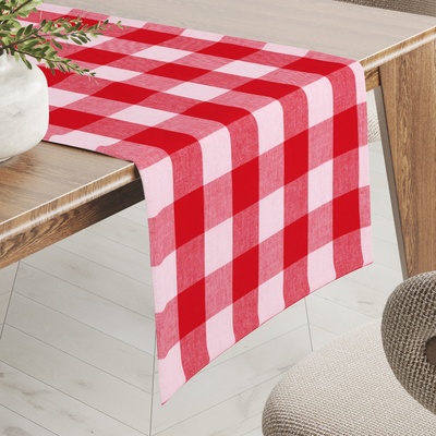Biante bavlna behúň Olivia OL-016 Červeno-biela kocka veľká 45x180 cm