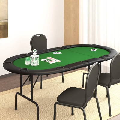 vidaXL Сгъваема покер маса за 10 играча, зелена, 206x106x75 см (80402)