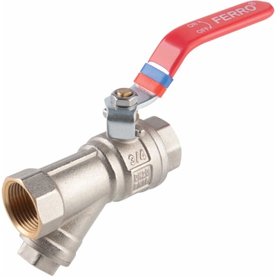 NOVASERVIS Guľový plnoprietočný kohút s filtrom, páka MM 1/2" PN16 KFPZF1