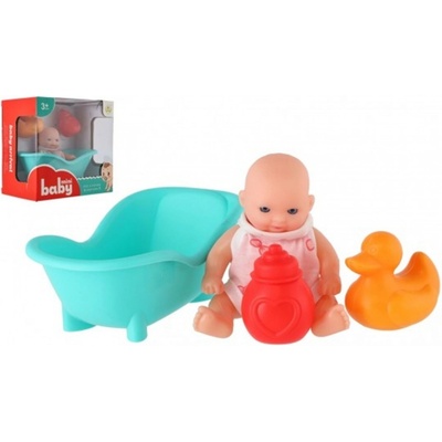 Teddies Panenka 10 cm s vaničkou a s doplňky