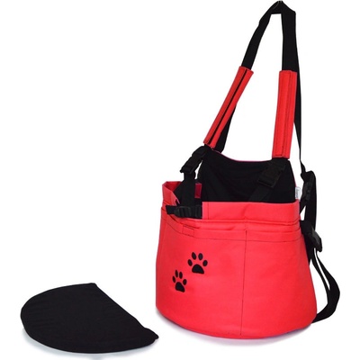 Iridog 2v1 Skippie 3 Batoh na psa červený s tlapkami 30 x 38 x 23 cm