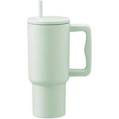 Maku Kitchen Life 900 мл зелена двустенна термочаша с дръжка и сламка maku