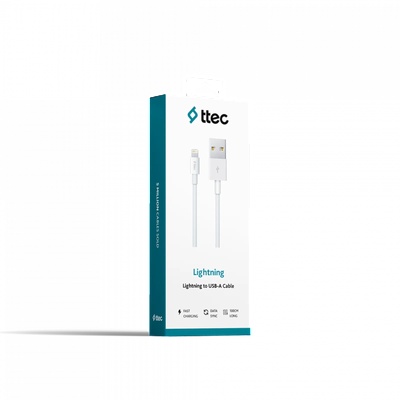 Ttec Кабел ttec Lightning USB Charge / Data Cable - Бял