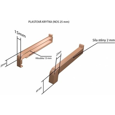 DEOKORK Plastové krytky pro obě strany NOS 25 x 340 mm - Bílá RAL 9016