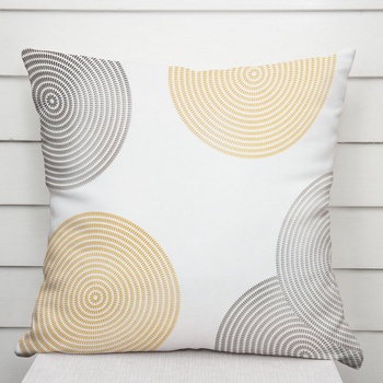 Biante Tamara TMR-023 Žlté a sivé designové kruhy na smotanovom 45 x 45 cm