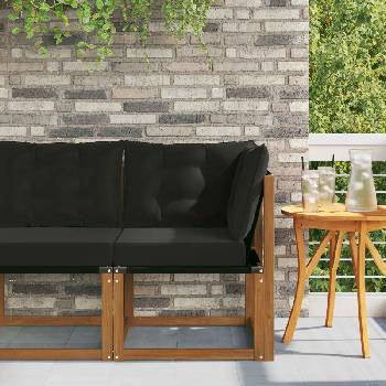 vidaXL Външен ъглов диван Масивна акациева дървесина и текстилен плат (900603)