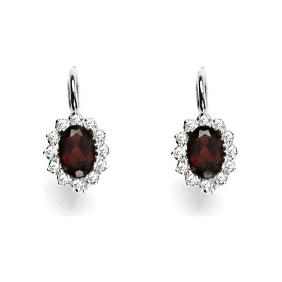 Čištín s diamanty přírodní granát bílé zlato VE 247