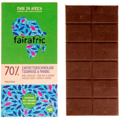 Fairafric Bio hořká s mandlemi a tygřími ořechy Ghana 80 g