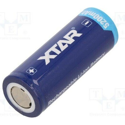 XTAR 26650 5200 7A FLAT TOP Akum: Li-Ion; 26650; 3,6V; 5200mAh; Ø26,6x68mm; 7A; 1ks.
