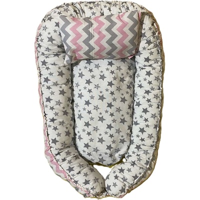Baby baba Бебешко гнездо Baby baba - Сиви звездички с розово (8010BA-2)