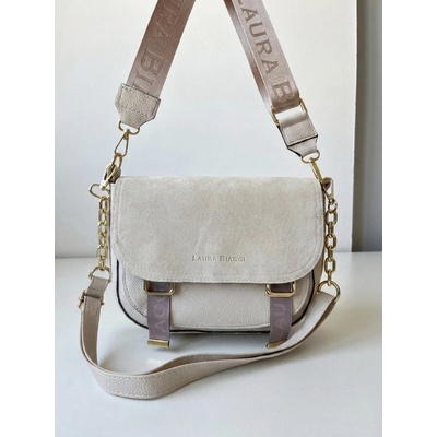 Laura Biaggi Crossbody kabelka s dvoma ramienkami béžová